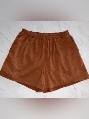 Vouri orange sweat shorts lounge pockets yoga lux s